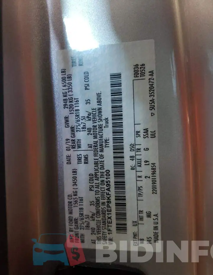 1FTEX1EP8KFA95100 Photo# 12
