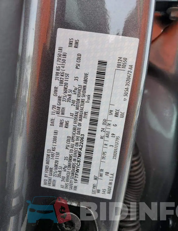 1FTFW1C87MFA22063 Photo# 12