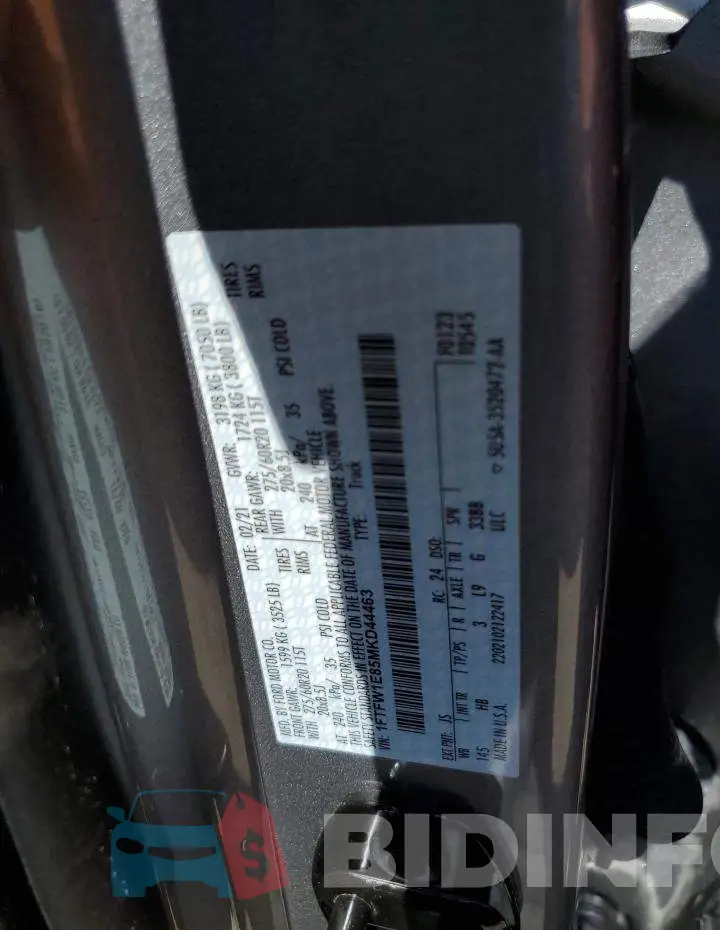 1FTFW1E85MKD44463 Photo# 12