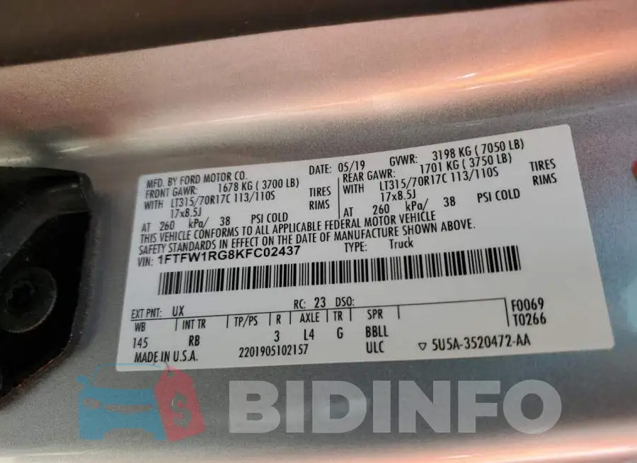 1FTFW1RG8KFC02437 Photo# 12