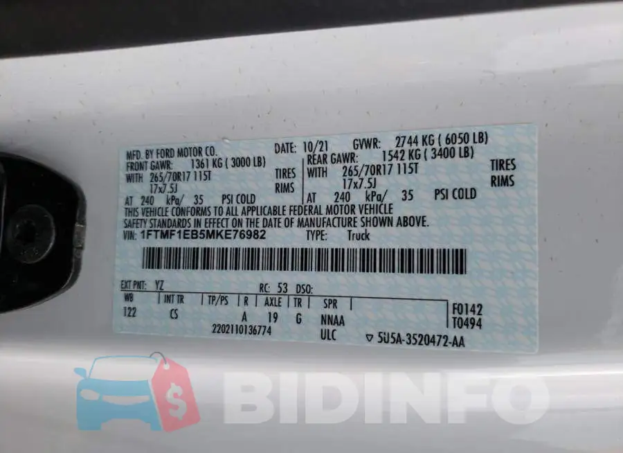 1FTMF1EB5MKE76982 Photo# 12