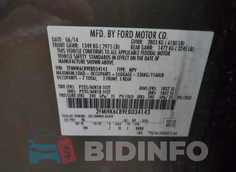 2FMHK6C89EBD34143 Photo# 12