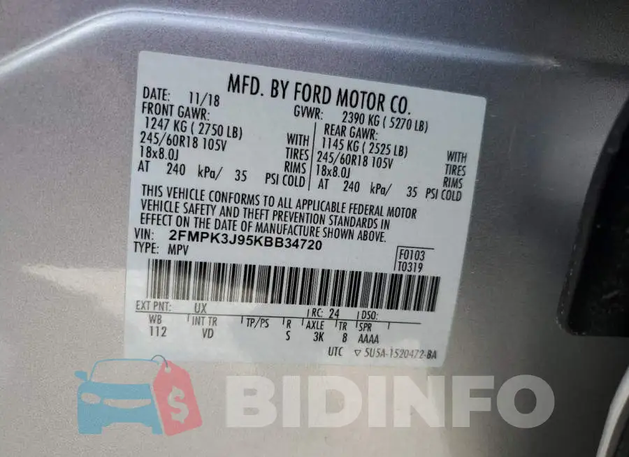 2FMPK3J95KBB34720 Photo# 13