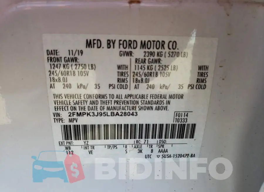 2FMPK3J95LBA28043 Photo# 14