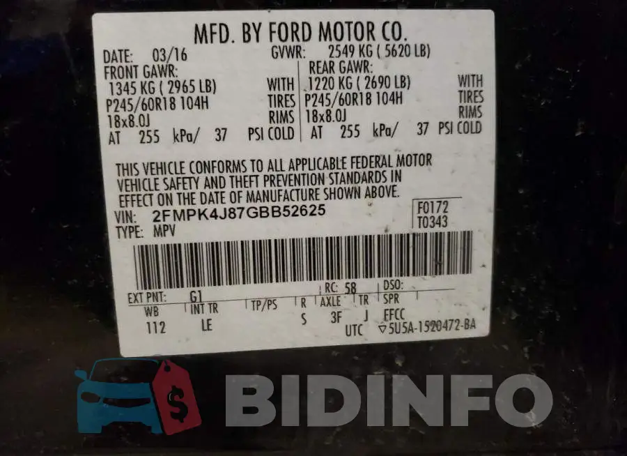 2FMPK4J87GBB52625 Photo# 12