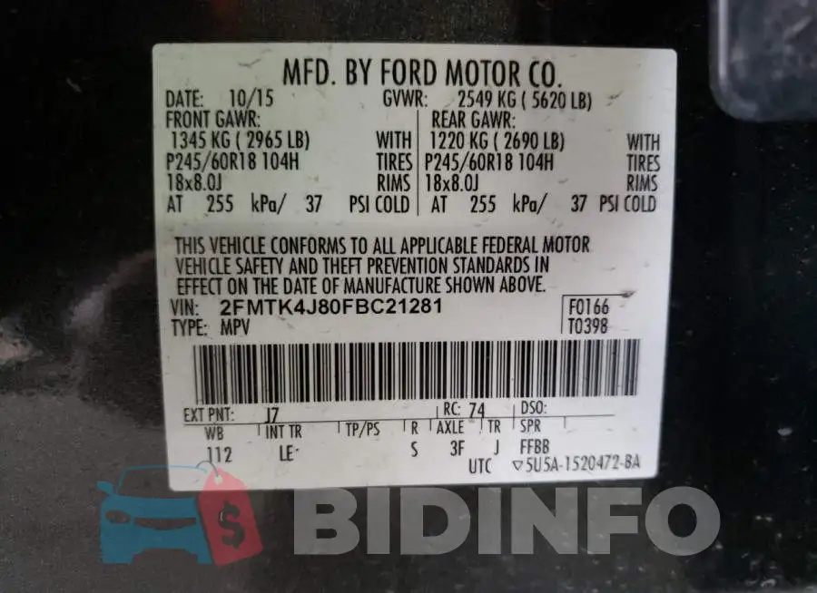 2FMTK4J80FBC21281 Photo# 13