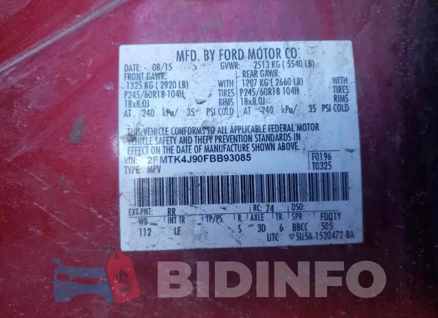 2FMTK4J90FBB93085 Photo# 12