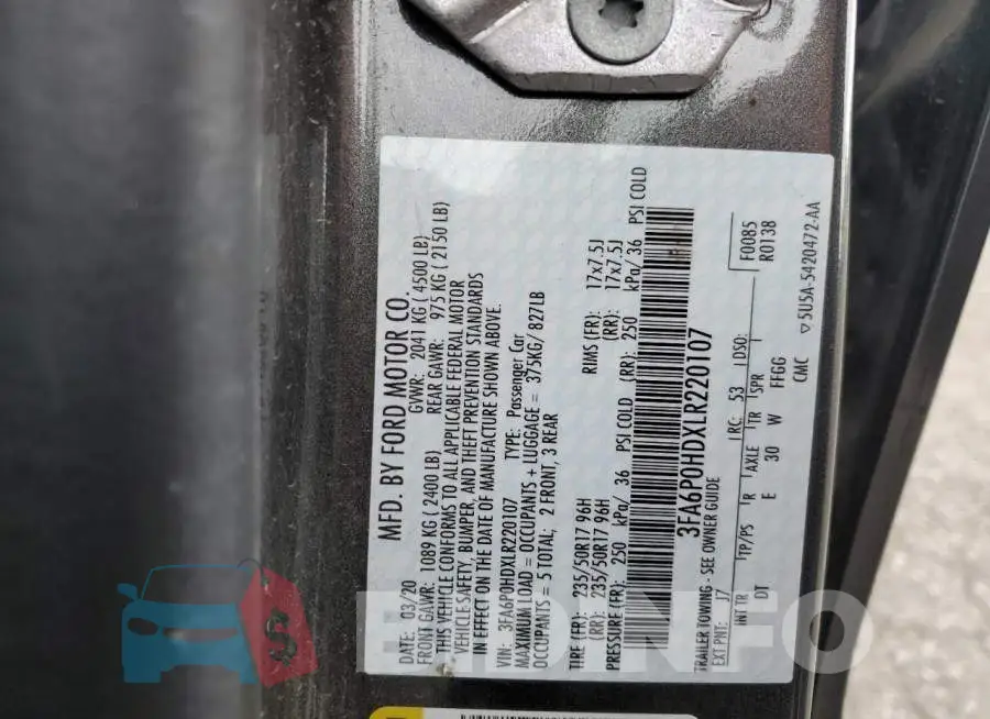 3FA6P0HDXLR220107 Photo# 10