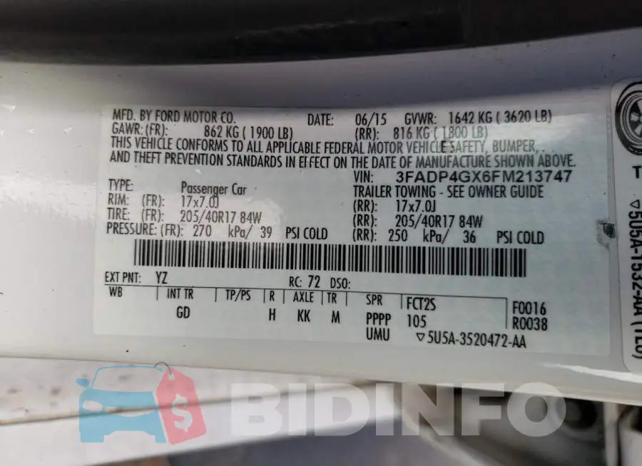 3FADP4GX6FM213747 Photo# 12