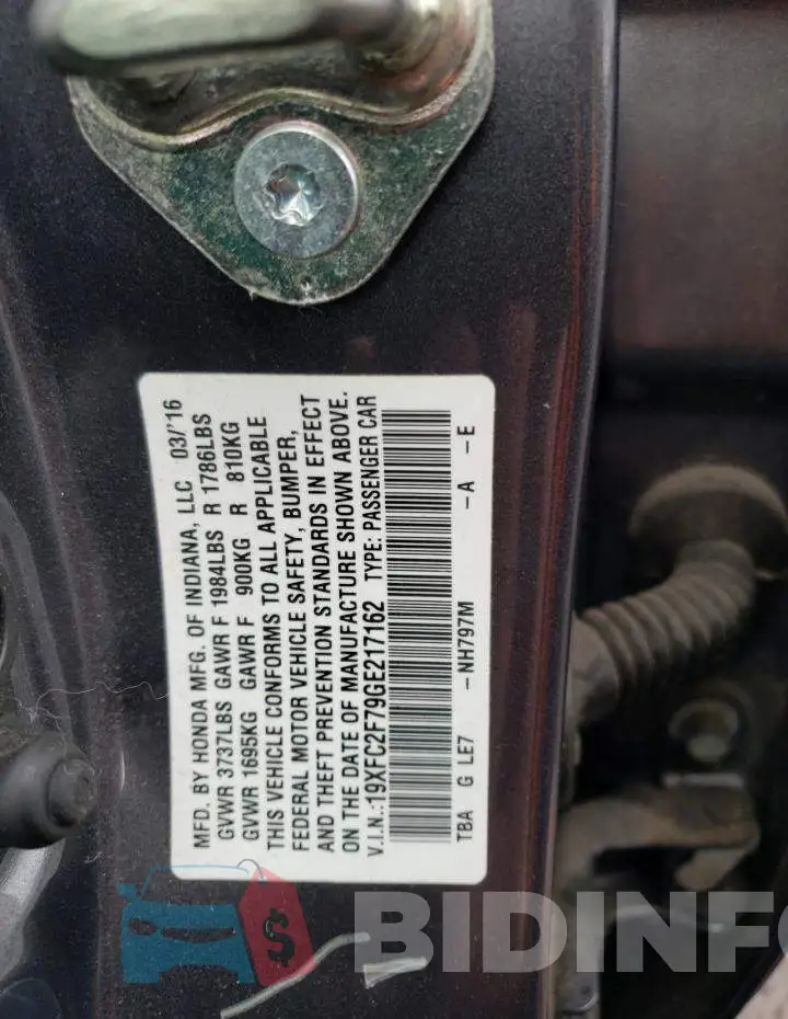 19XFC2F79GE217162 Photo# 12
