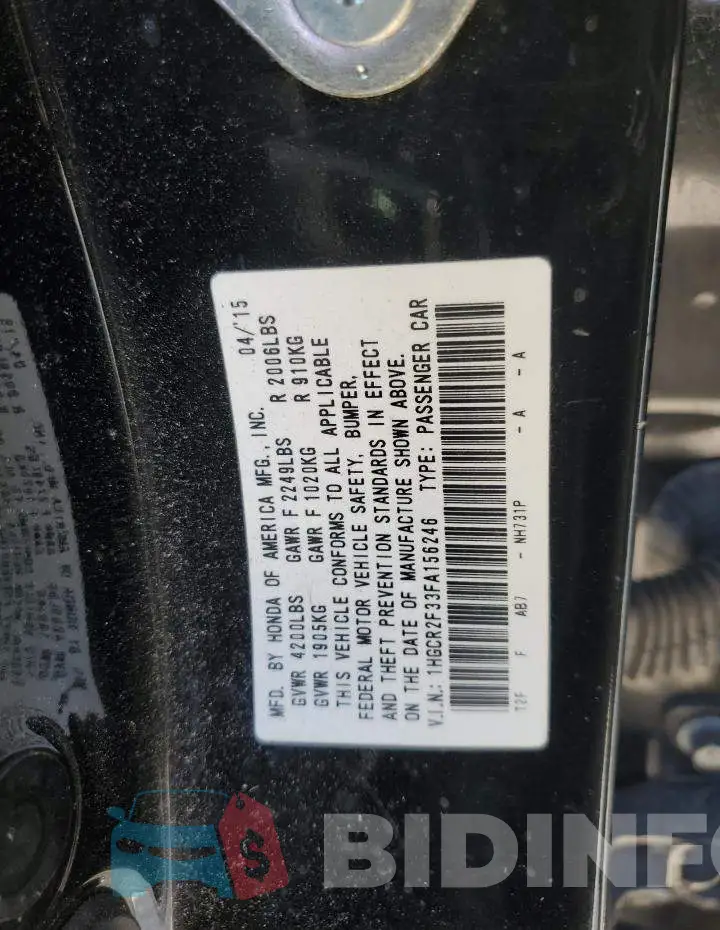 1HGCR2F33FA156246 Photo# 13