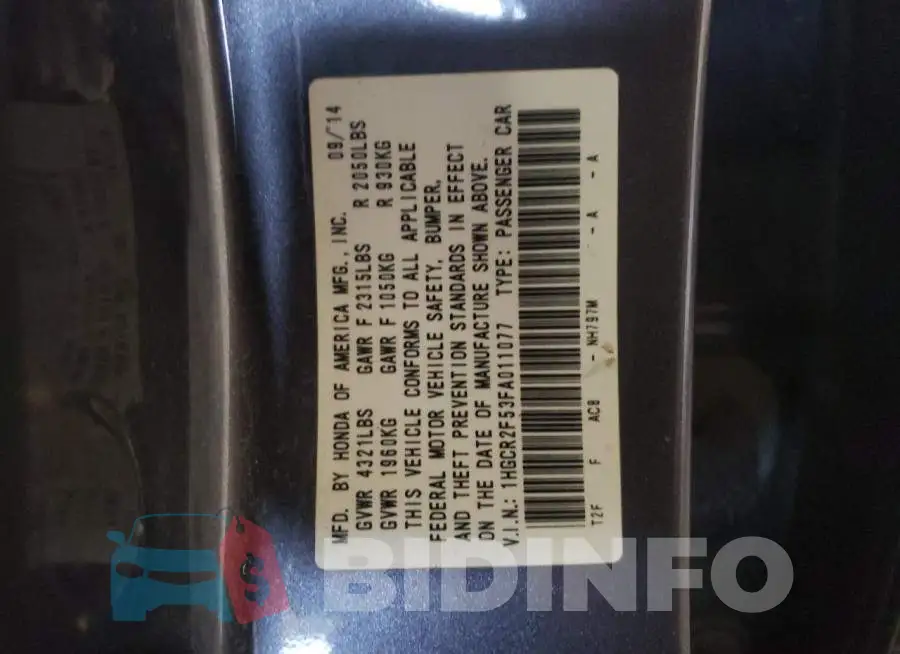 1HGCR2F53FA011077 Photo# 12