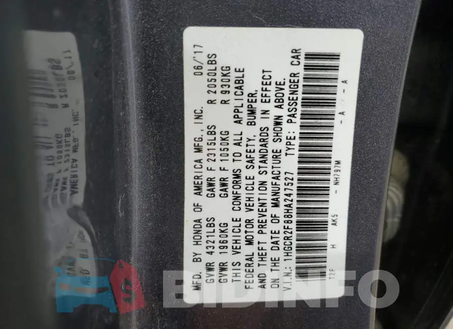1HGCR2F88HA247527 Photo# 12