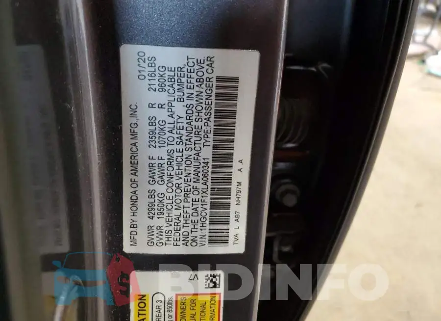 1HGCV1F1XLA060341 Photo# 12