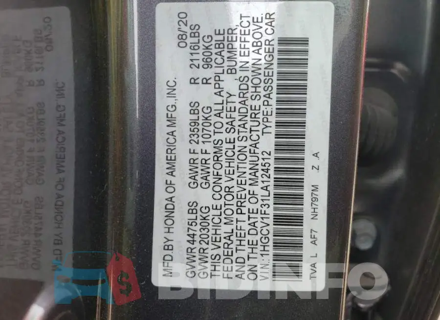 1HGCV1F31LA124512 Photo# 12