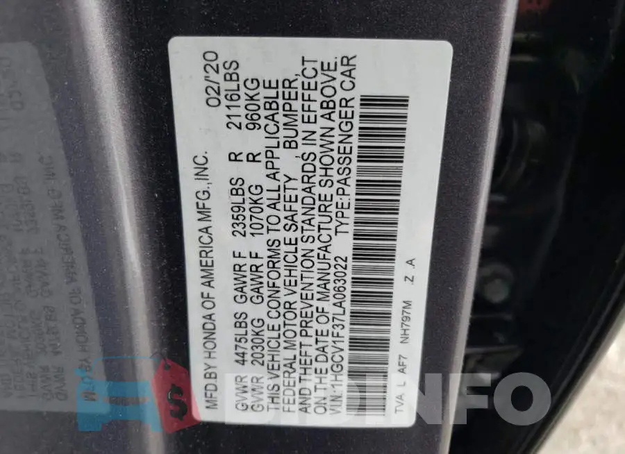 1HGCV1F37LA063022 Photo# 13