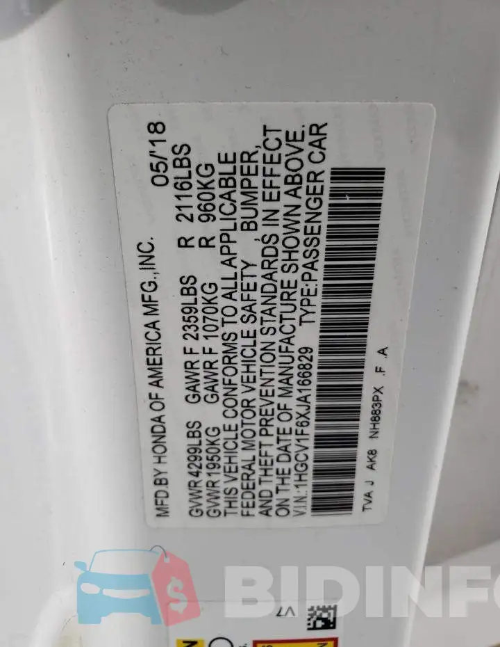 1HGCV1F6XJA166829 Photo# 13