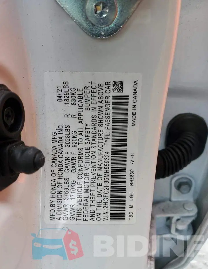 2HGFC2F86MH559324 Photo# 12