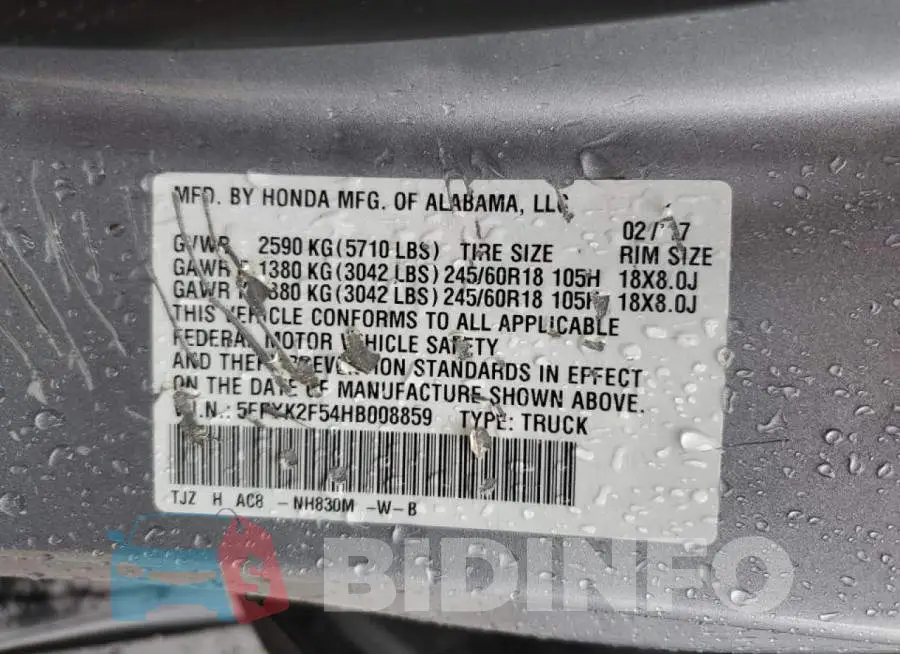 5FPYK2F54HB008859 Photo# 12