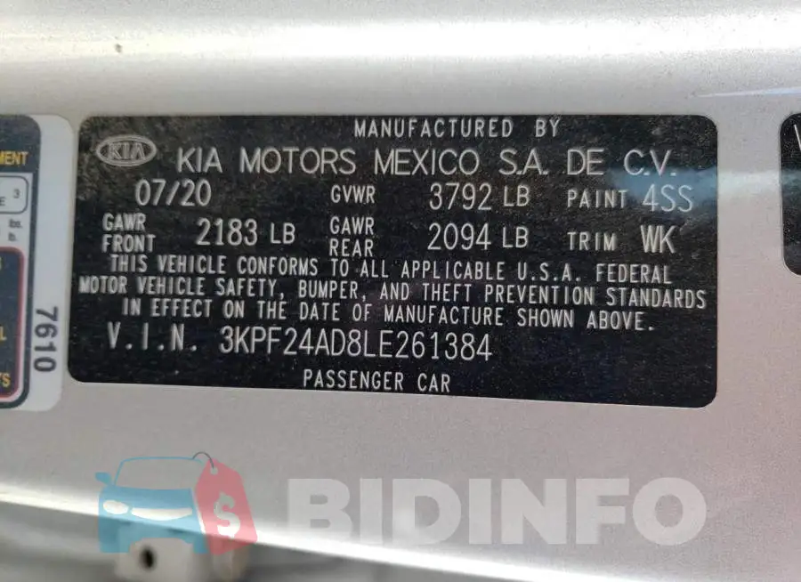 3KPF24AD8LE261384 Photo# 13