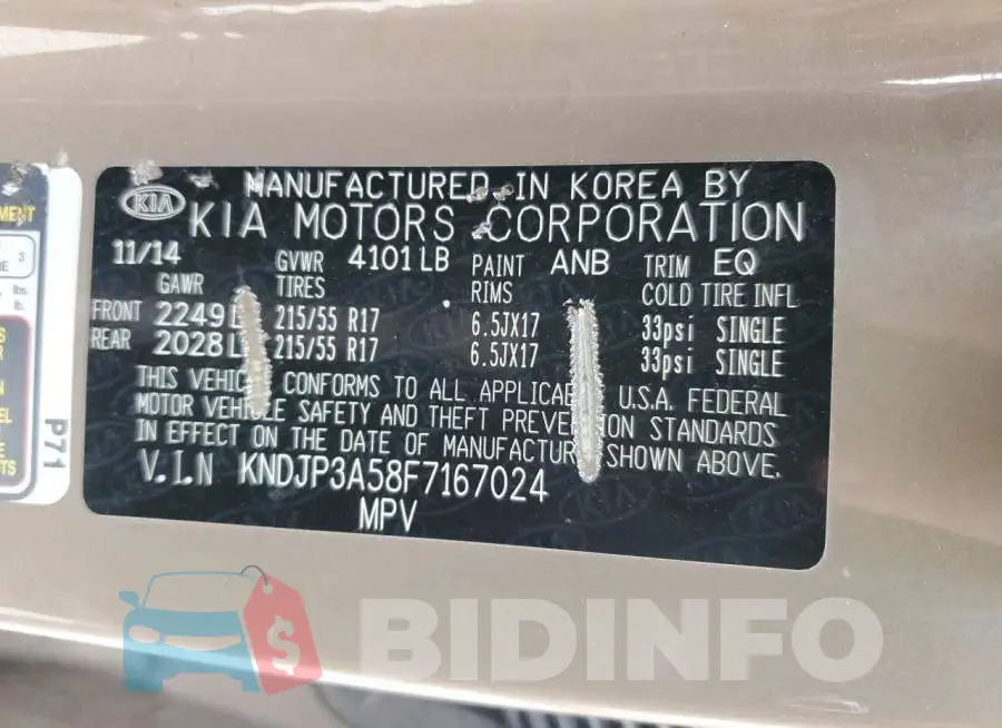 KNDJP3A58F7167024 Photo# 13