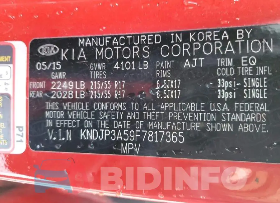 KNDJP3A59F7817365 Photo# 12