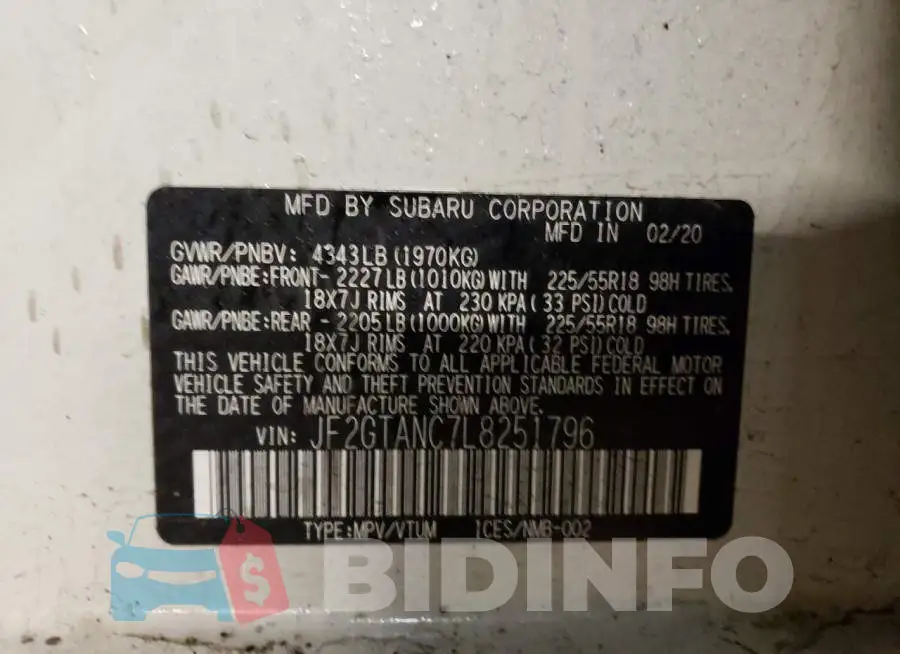 JF2GTANC7L8251796 Photo# 14