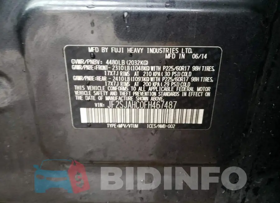 JF2SJAHC0FH467487 Photo# 12