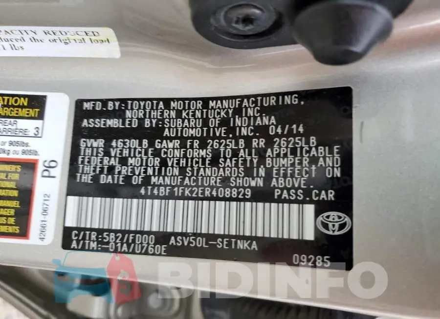 4T4BF1FK2ER408829 Photo# 12