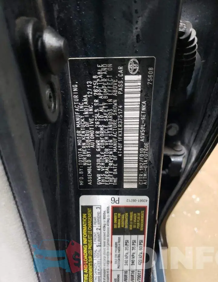 4T4BF1FKXER375174 Photo# 12