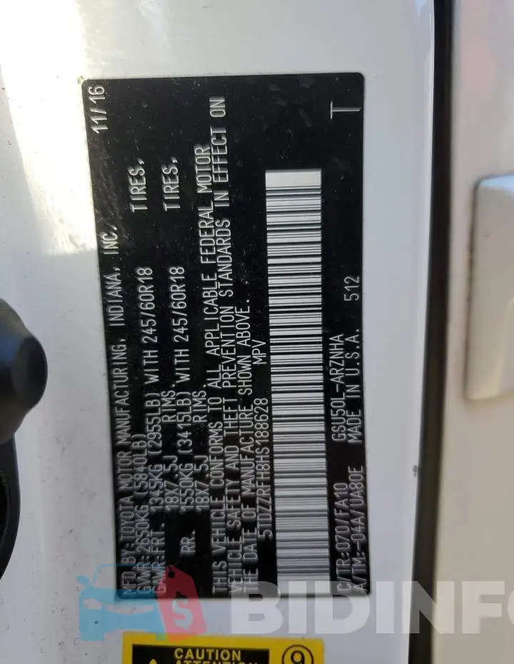 5TDZZRFH8HS188628 Photo# 13