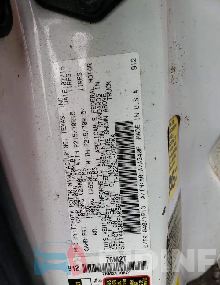 5TFTX4CN9FX066893 Photo# 12