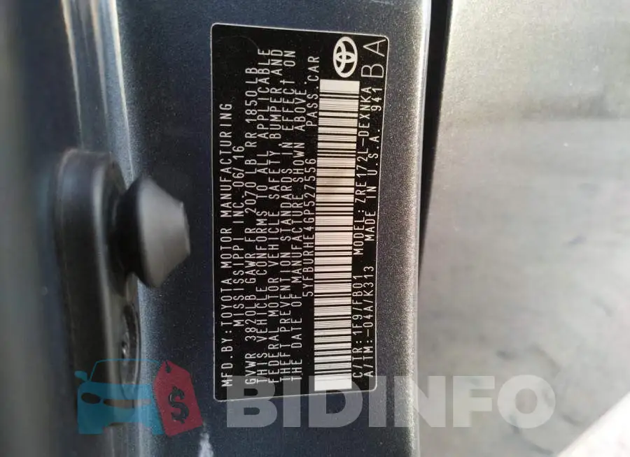 5YFBURHE4GP527556 Photo# 13