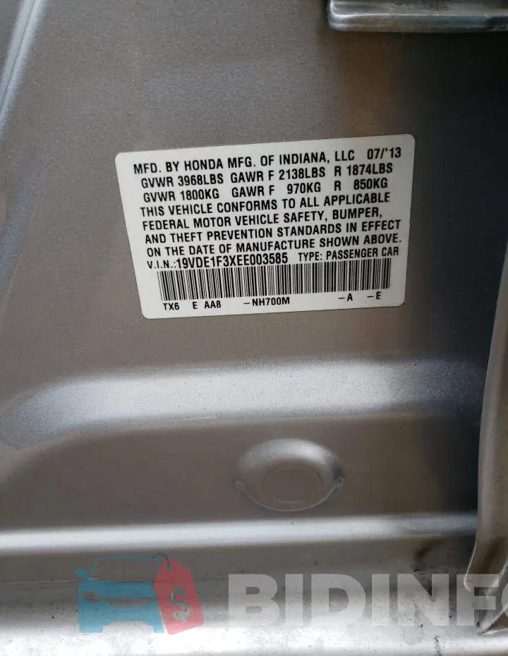 19VDE1F3XEE003585 Photo# 12