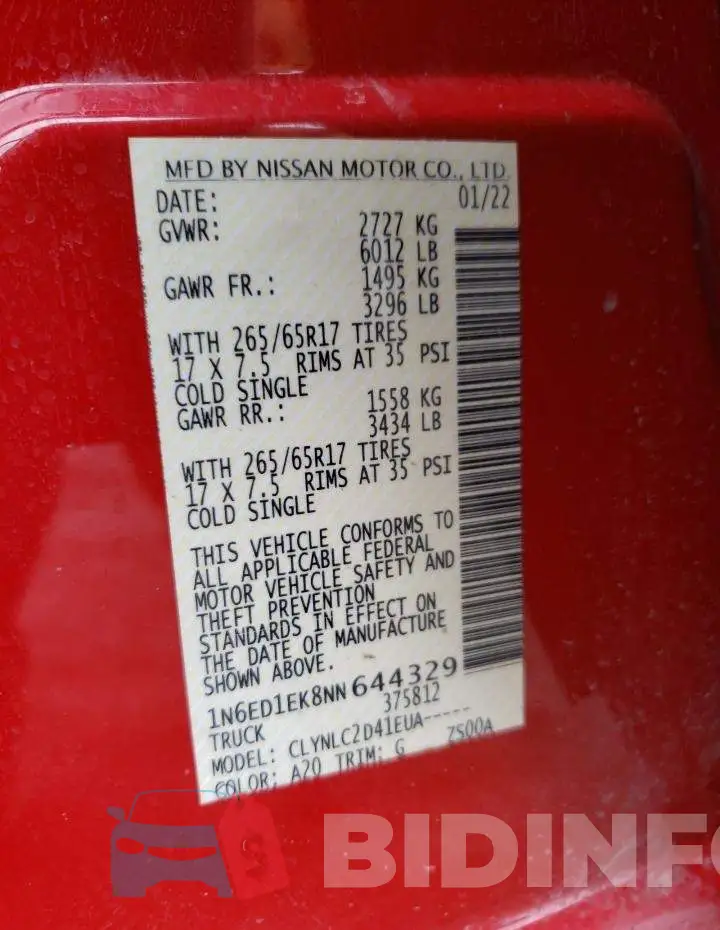 1N6ED1EK8NN644329 Photo# 12