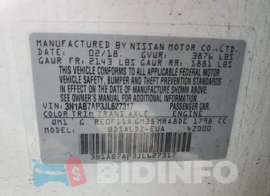 3N1AB7AP3JL627317 Photo# 12