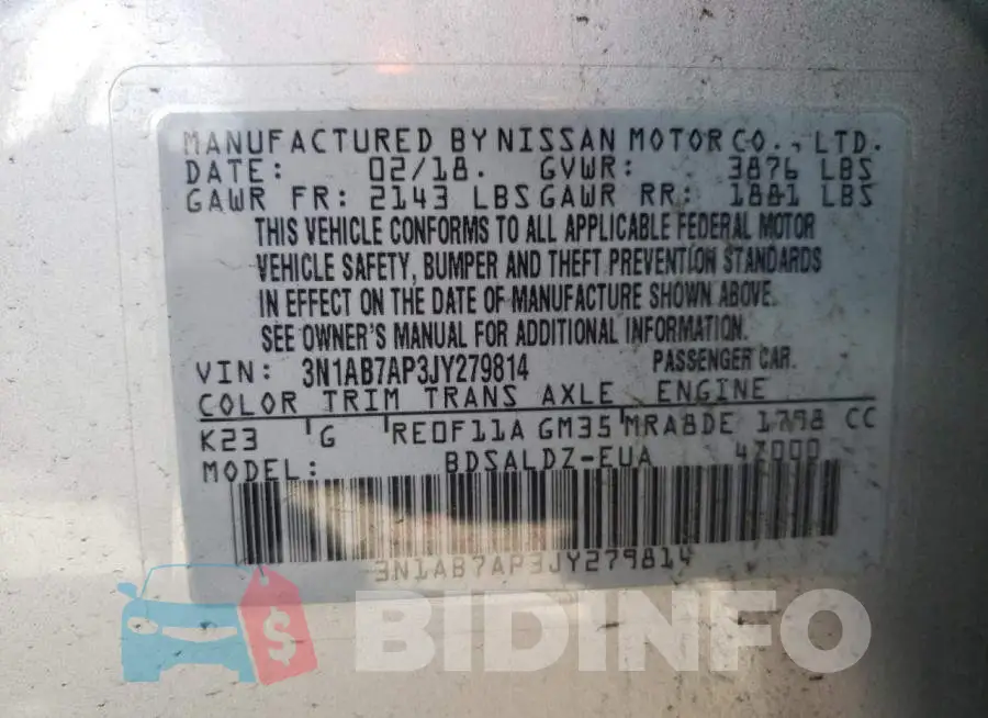 3N1AB7AP3JY279814 Photo# 13