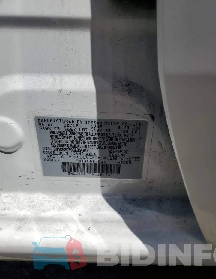3N1CE2CP9GL354912 Photo# 12