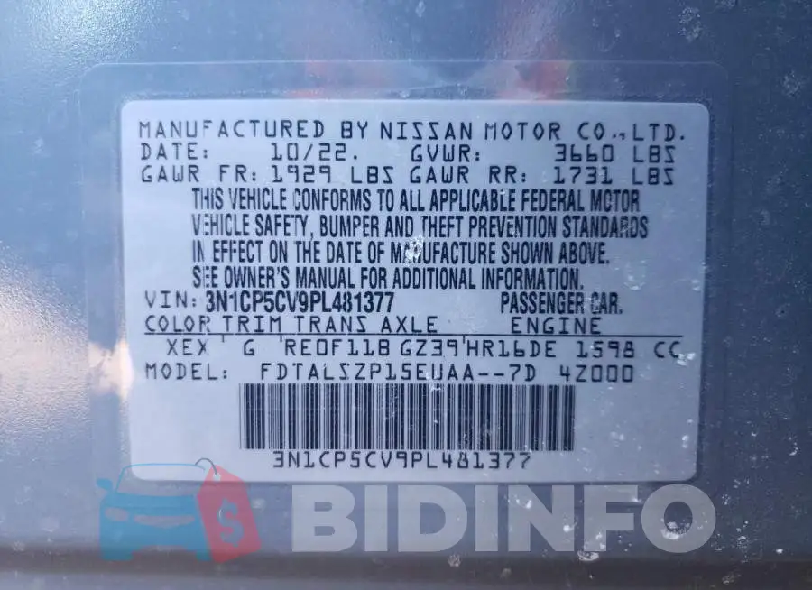 3N1CP5CV9PL481377 Photo# 12