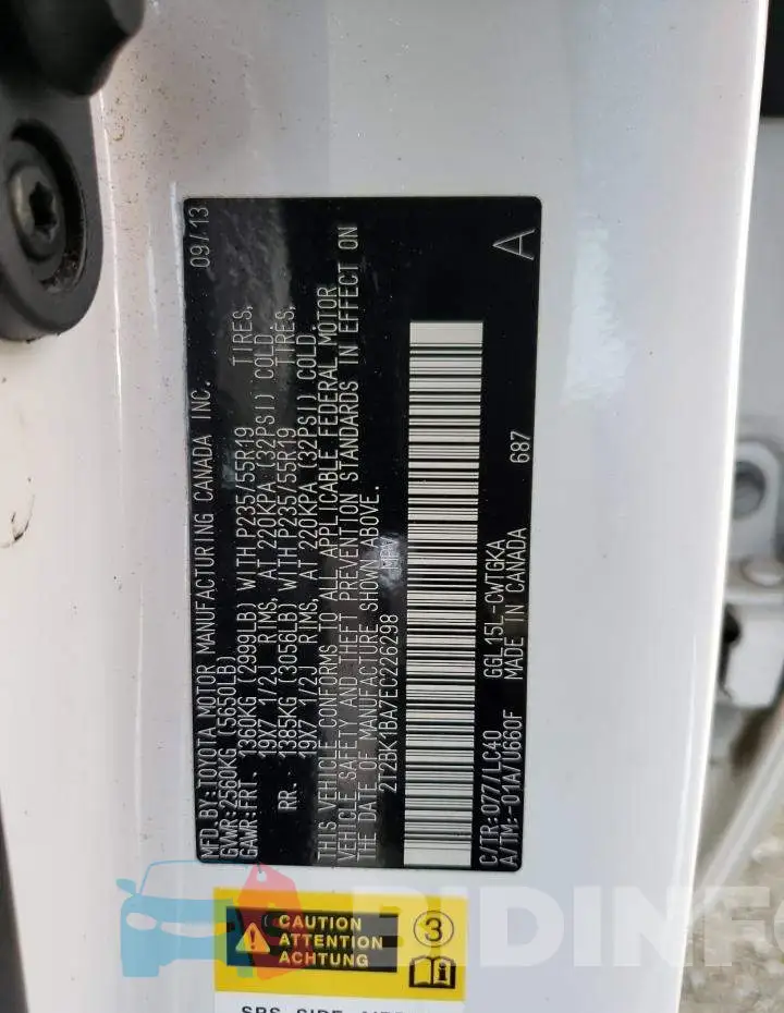 2T2BK1BA7EC226298 Photo# 14