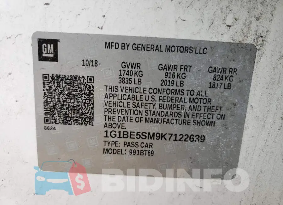 1G1BE5SM9K7122639 Photo# 12