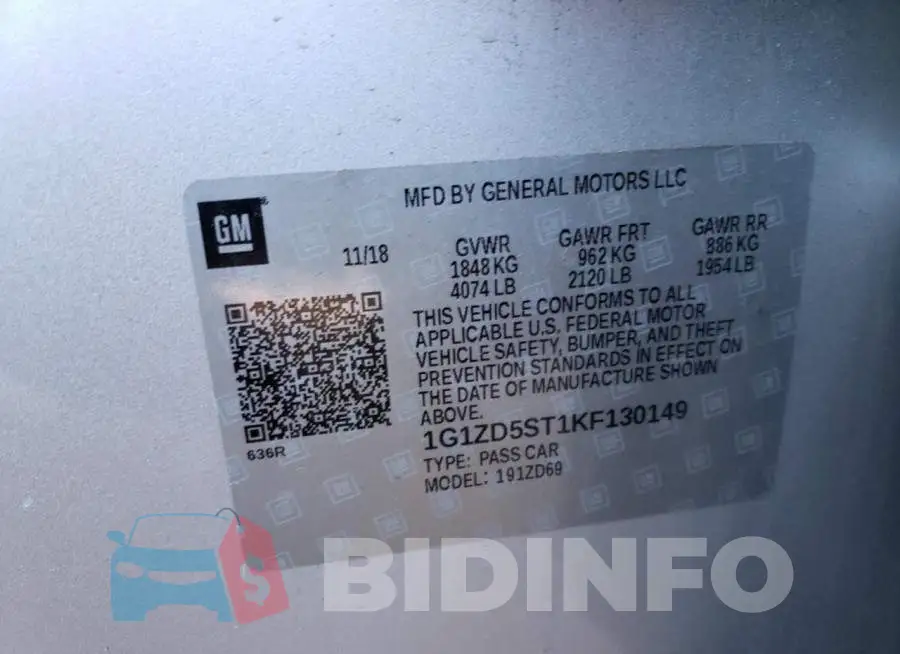 1G1ZD5ST1KF130149 Photo# 12
