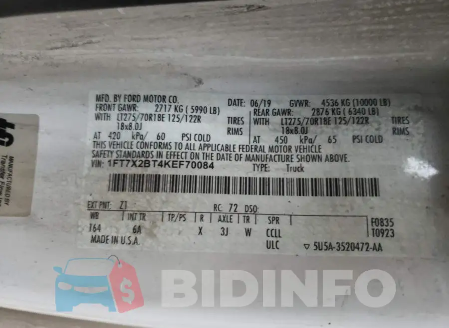 1FT7X2BT4KEF70084 Photo# 10