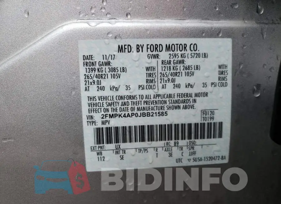 2FMPK4AP0JBB21585 Photo# 12