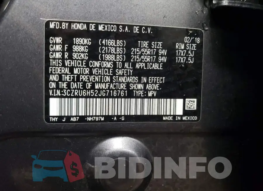3CZRU6H52JG716761 Photo# 12