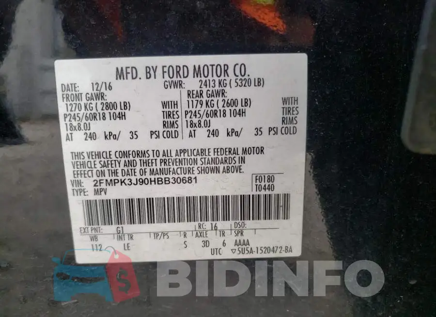 2FMPK3J90HBB30681 Photo# 13