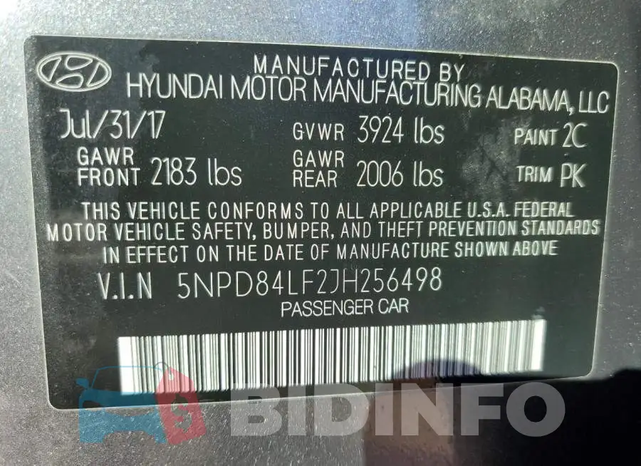 5NPD84LF2JH256498 Photo# 12