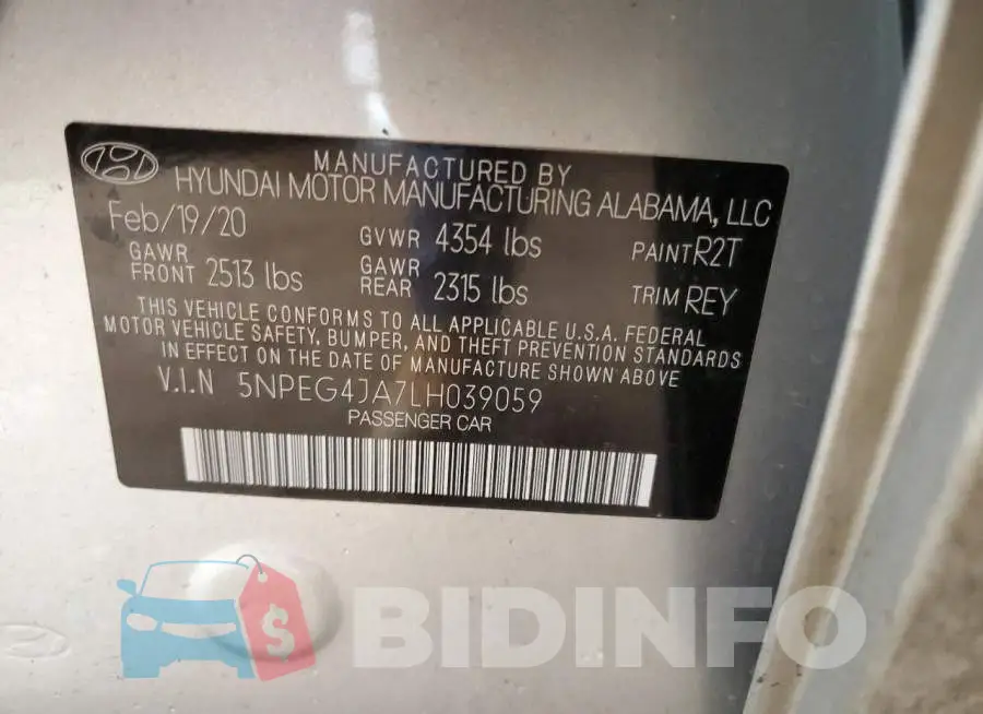 5NPEG4JA7LH039059 Photo# 12