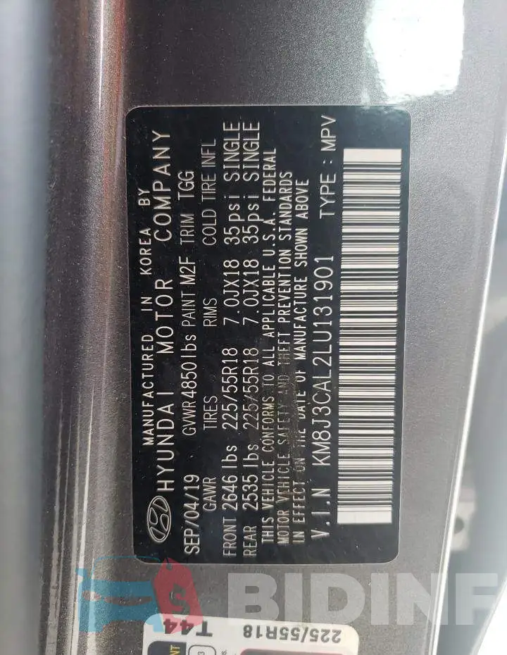 KM8J3CAL2LU131901 Photo# 12