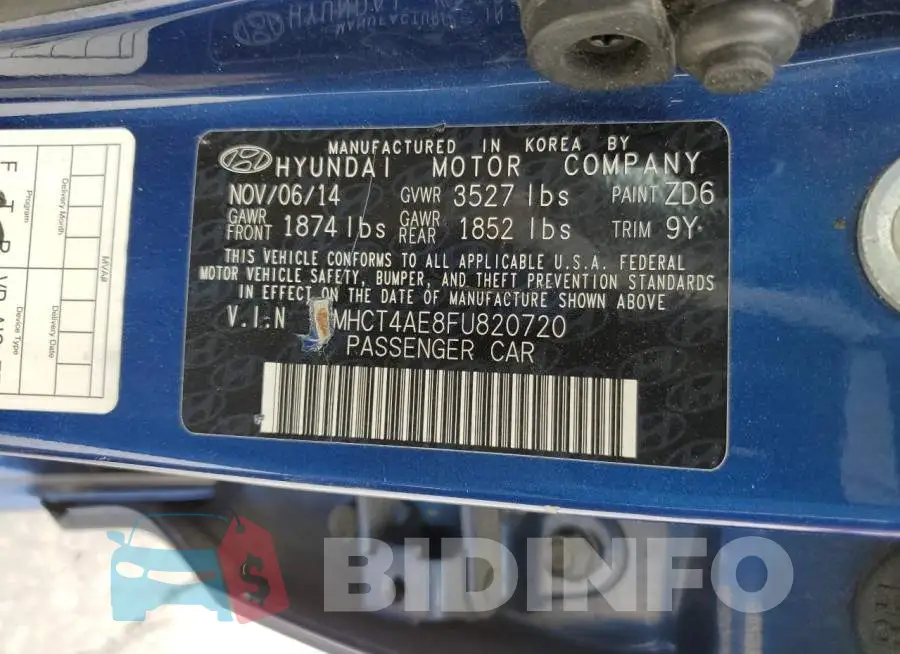KMHCT4AE8FU820720 Photo# 13